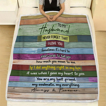 Valentines Day Gifts For Him, To My Husband Blanket, Valentines Gift For Husband- Velveteen Plush Blanket- Gifts For Anniversary Birthday, Blanket From Wife, Best Husband Gift Ideas