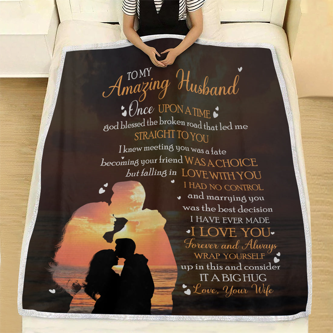 To My Husband Blanket- Valentines Day Gifts For Him, Valentines Gift For Husband- Velveteen Plush Blanket- Gifts For Anniversary Birthday, Blanket From Wife, Best Husband Gift Ideas