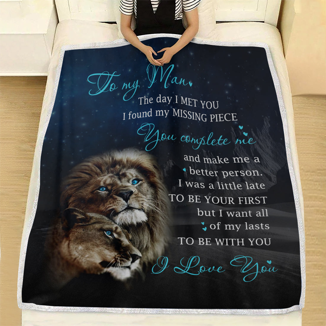 To My Man Blanket- Valentines Day Gifts For Him, Valentines Gift For Husband Boyfriend- Velveteen Plush Blanket- Gifts For Anniversary Birthday, Love Blanket From Wife Girlfriend