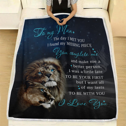 To My Man Blanket- Valentines Day Gifts For Him, Valentines Gift For Husband Boyfriend- Velveteen Plush Blanket- Gifts For Anniversary Birthday, Love Blanket From Wife Girlfriend