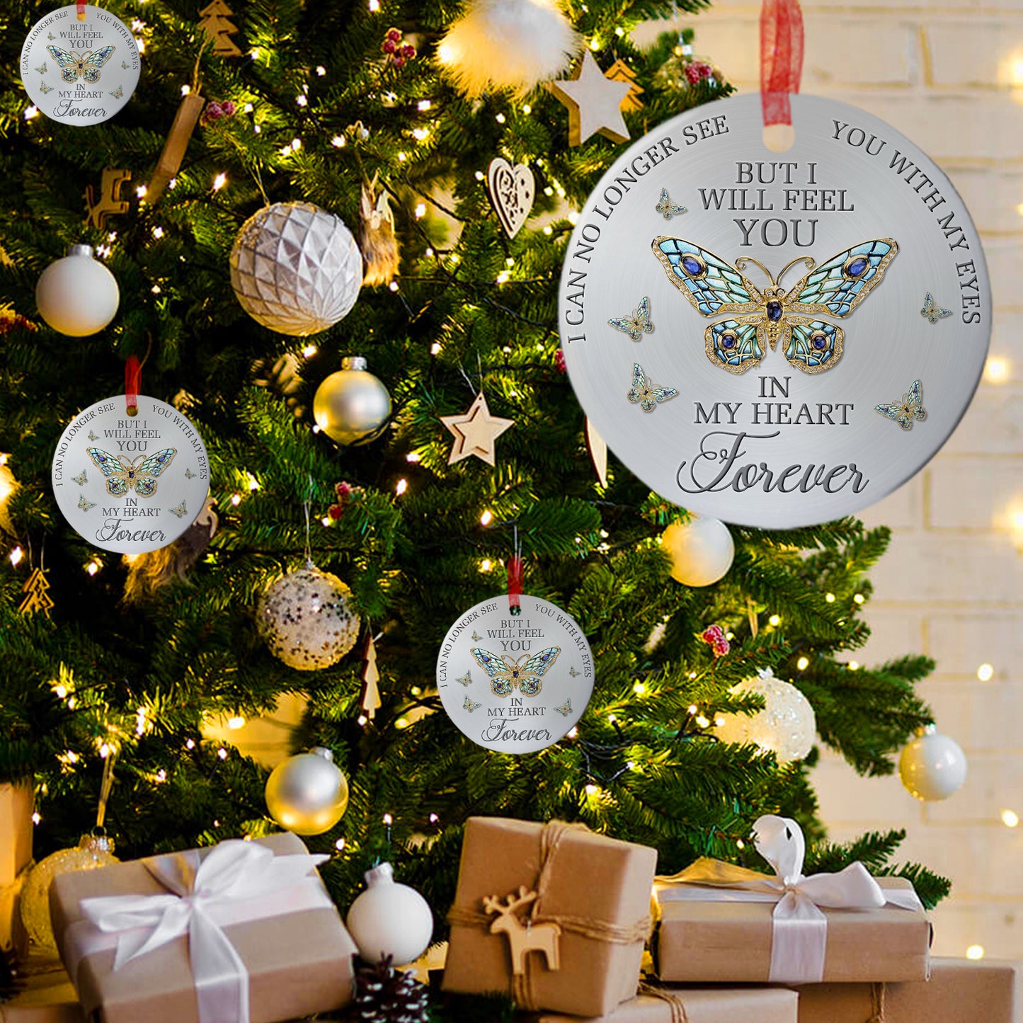 Memorial Ornament I Can No Longer See You Sympathy Ornament Remembrance Gift For Keepsake Of Loved One-Aluminum Metal Ornament With Ribbon