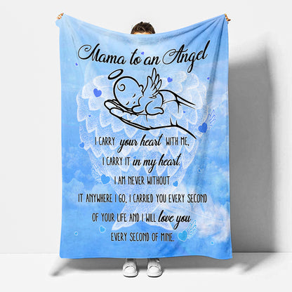 Loss of Baby Sympathy Gifts Mama To An Angel, Angel Baby Memorial Blanket- Miscarriage Memorial Gifts For Parents, Dad, Mom - Velveteen Plush Blanket