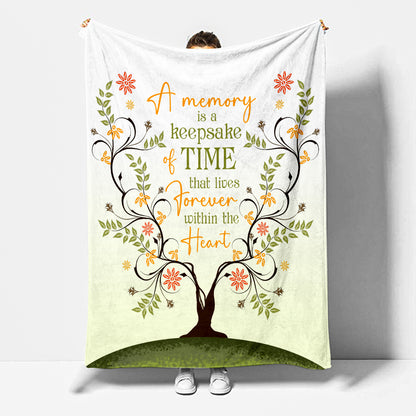 In Loving Memory Gift- A Memory Is A Keepsake Of Time Blanket- Memorial Gifts For Loss Of Loved One- Velveteen Plush Blanket- Loss Of Dad Mom Son Husband