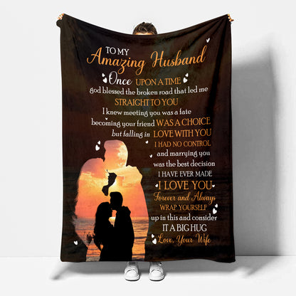 To My Husband Blanket- Valentines Day Gifts For Him, Valentines Gift For Husband- Velveteen Plush Blanket- Gifts For Anniversary Birthday, Blanket From Wife, Best Husband Gift Ideas