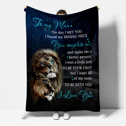 To My Man Blanket- Valentines Day Gifts For Him, Valentines Gift For Husband Boyfriend- Velveteen Plush Blanket- Gifts For Anniversary Birthday, Love Blanket From Wife Girlfriend