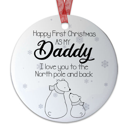 Happy First Christmas As My Daddy Ornament Daddy Polar Bear Ornament Baby Keepsake Gift For New Parents New Dad -Aluminum Metal Ornament