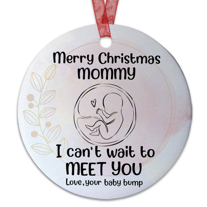 Merry Christmas Mommy Ornament I Can't Wait To Meet You Ornament Baby Keepsake Gift For New Parents New Mom - Aluminum Metal Ornament