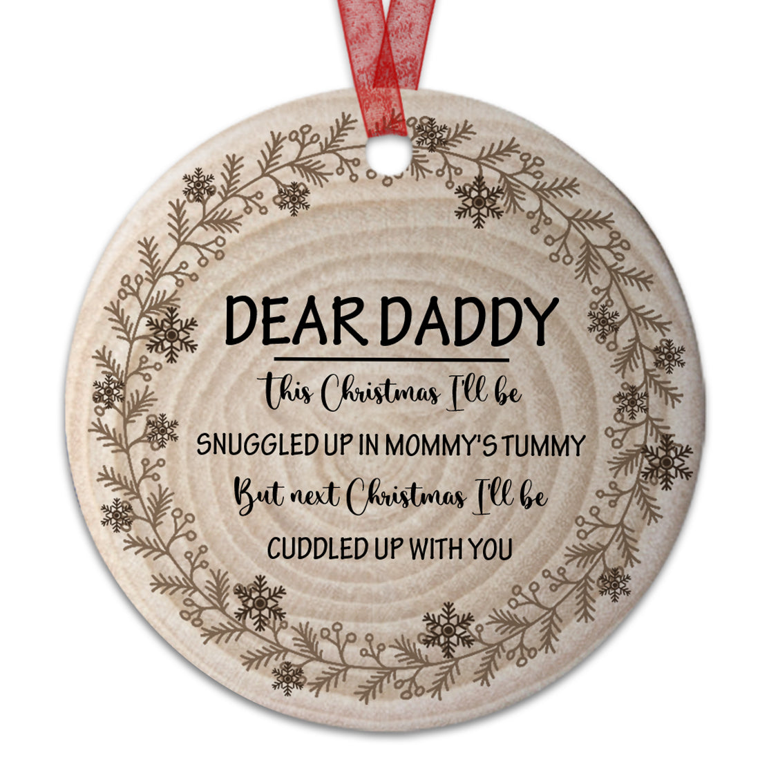 First Christmas Ornament Dear Daddy Ornament Baby Keepsake Gift For New Parents New Dad -Aluminum Metal Ornament With Ribbon