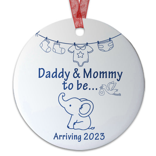 2023 Daddy And Mommy To Be Ornament Pregnancy Announcement Ornament Expecting Baby Gift For New Parents-Aluminum Metal Ornament With Ribbon