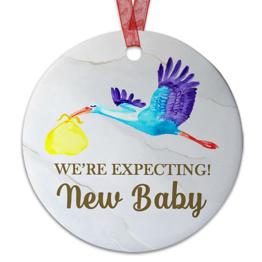 We're Expecting! New Baby Ornament Baby Coming Soon Ornament Expecting Baby Gift For New Parents-Aluminum Metal Ornament With Ribbon