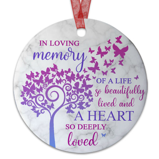 Memorial Ornament In Loving Memory Of A Life Ornament Sympathy Keepsake Gift For The Loss Of A Loved One - Aluminum Metal Ornament With Ribbon