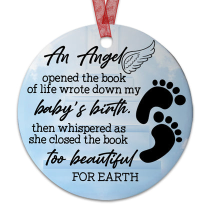 Memorial Ornament Christmas An Angel Opened The Book Ornament Sympathy Keepsake Gift For The Loss Of Baby-Aluminum Metal Ornament With Ribbon