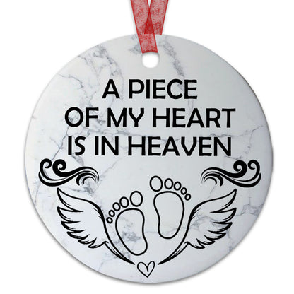 Miscarriage Ornament Christmas A Piece Of My Heart Is In Heaven Ornament Sympathy Keepsake Gift For The Loss Of Baby-Aluminum Metal Ornament With Ribbon