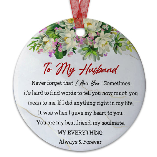 To My Husband Ornament Married Christmas Ornament Anniversary Gift For Husband -Aluminum Metal Ornament With Ribbon