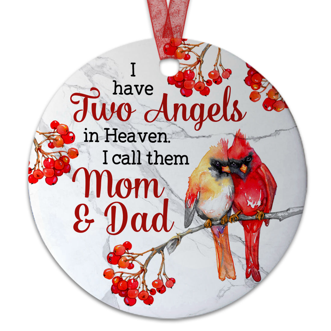 I Have Two Angels Memorial Ornament Mom Dad Memorial Ornament Sympathy Keepsake Gift For The Loss Of Mom Dad - Aluminum Metal Ornament With Ribbon