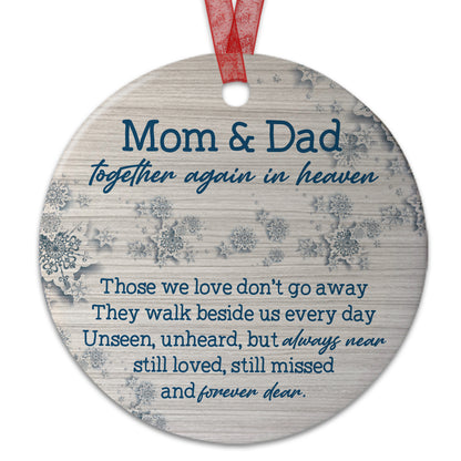 Mom & Dad Memorial Ornament Together Again In Heaven Ornament Sympathy Keepsake Gift For Loss Of Mom Dad - Aluminum Metal Ornament