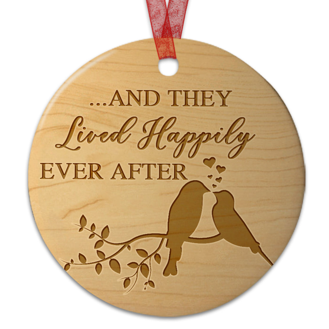 Married Ornament And They Live Happily Ever After Christmas Ornament Wedding Gift for Newlyweds Couple -Aluminum Metal Ornament with Ribbon