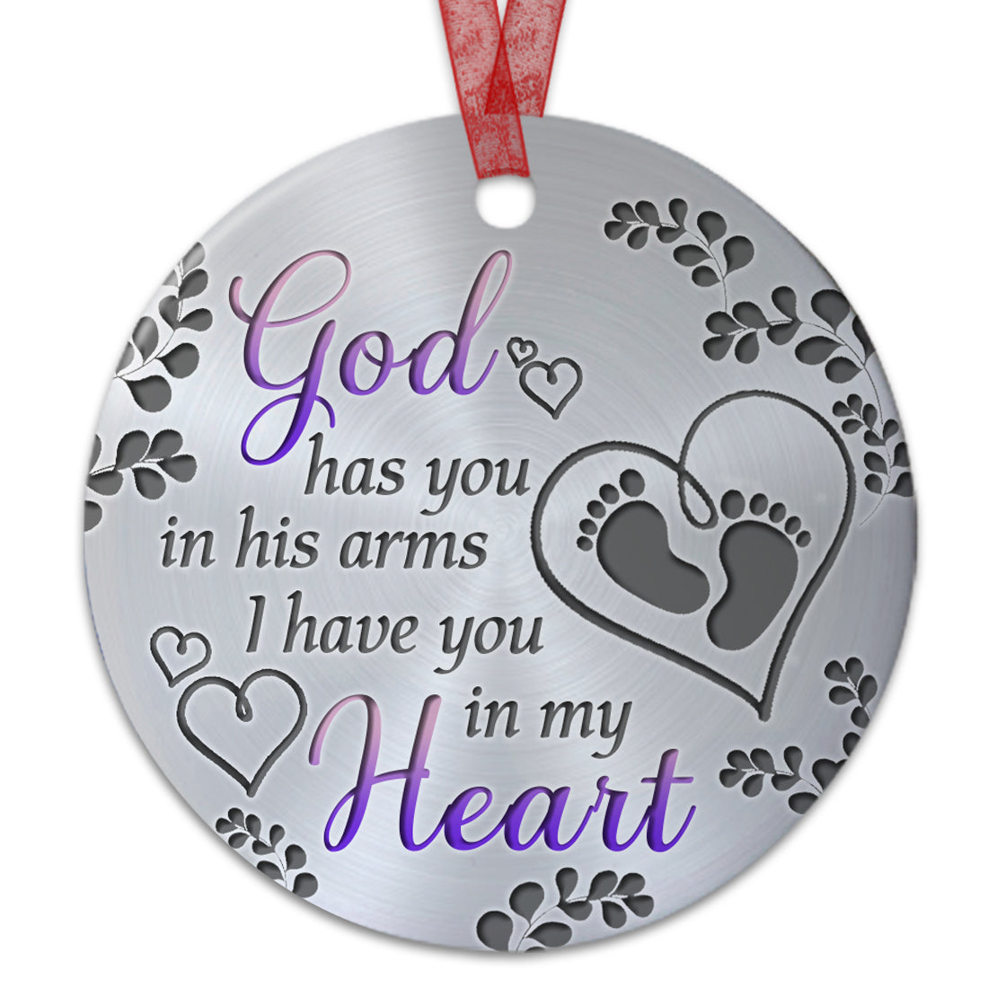 Miscarriage Ornament God Has You In His Arms Ornament- Sympathy Gift For Loss Of Baby- Aluminum Metal Ornament- Baby Remembrance Gift