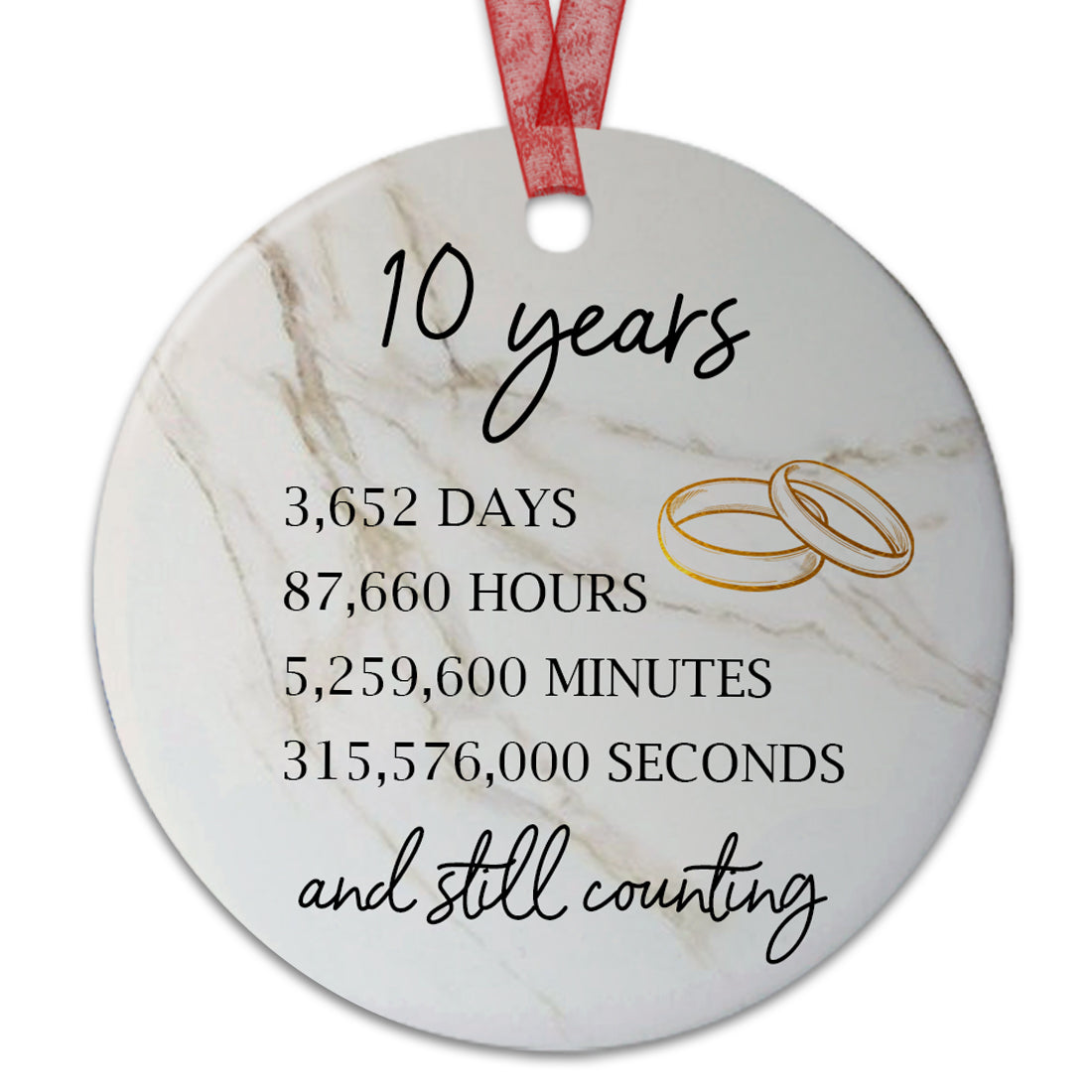 10 Years Anniversary Ornament 10th Wedding Anniversary Gift for Couple - Aluminum Metal Ornament Anniversary Marriage Presents for Wife or Husband