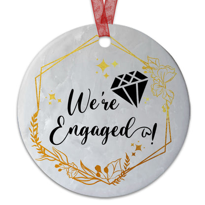 Engagement Ornament We're Engaged Ornament Engagement Gifts For Couples Fiance - Aluminum Metal Ornament- Couple Christmas Ornament