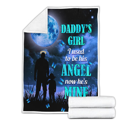 Dad Memorial Blanket Daddy's Girl I Used To Be His Angel Blanket- Keepsake Gifts For Loss Of Father- Dad Angel Blanket- Velveteen Plush Blanket