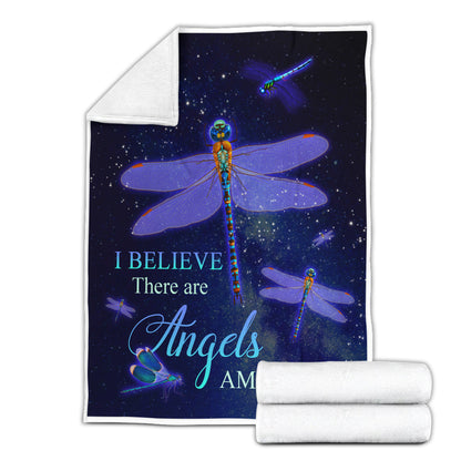 Bereavement Gifts- I Believe There Are Angels Among Us  Memorial Blanket- Dragonfly Blanket, Keepsake Gifts For Loss Of Loved One - Velveteen Plush Blanket