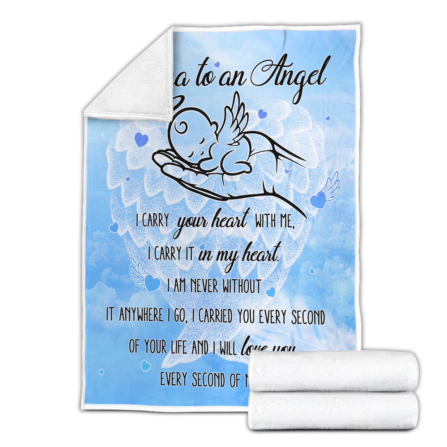 Loss of Baby Sympathy Gifts Mama To An Angel, Angel Baby Memorial Blanket- Miscarriage Memorial Gifts For Parents, Dad, Mom - Velveteen Plush Blanket