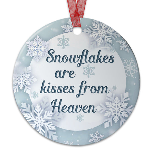 Keepsake Ornament Snowflakes Are Kissed From Heaven Ornament Memorial Gift For Loss Of Loved Ones - Aluminum Metal Ornament- In Loving Memory Of Dad Mom