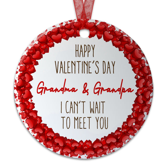 New Baby Ornament Happy Valentines Day Grandma Grandpa Ornament Expecting Baby Gift For New Grandparents Grandma Grandpa-Aluminum Metal Ornament