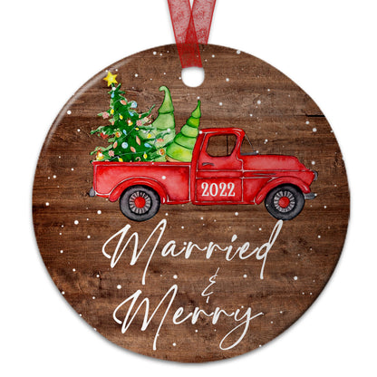 Our First Christmas Ornament Married And Merry Christmas Ornament Wedding Gift For Newlywed Couple - Aluminum Metal Ornament Decoration