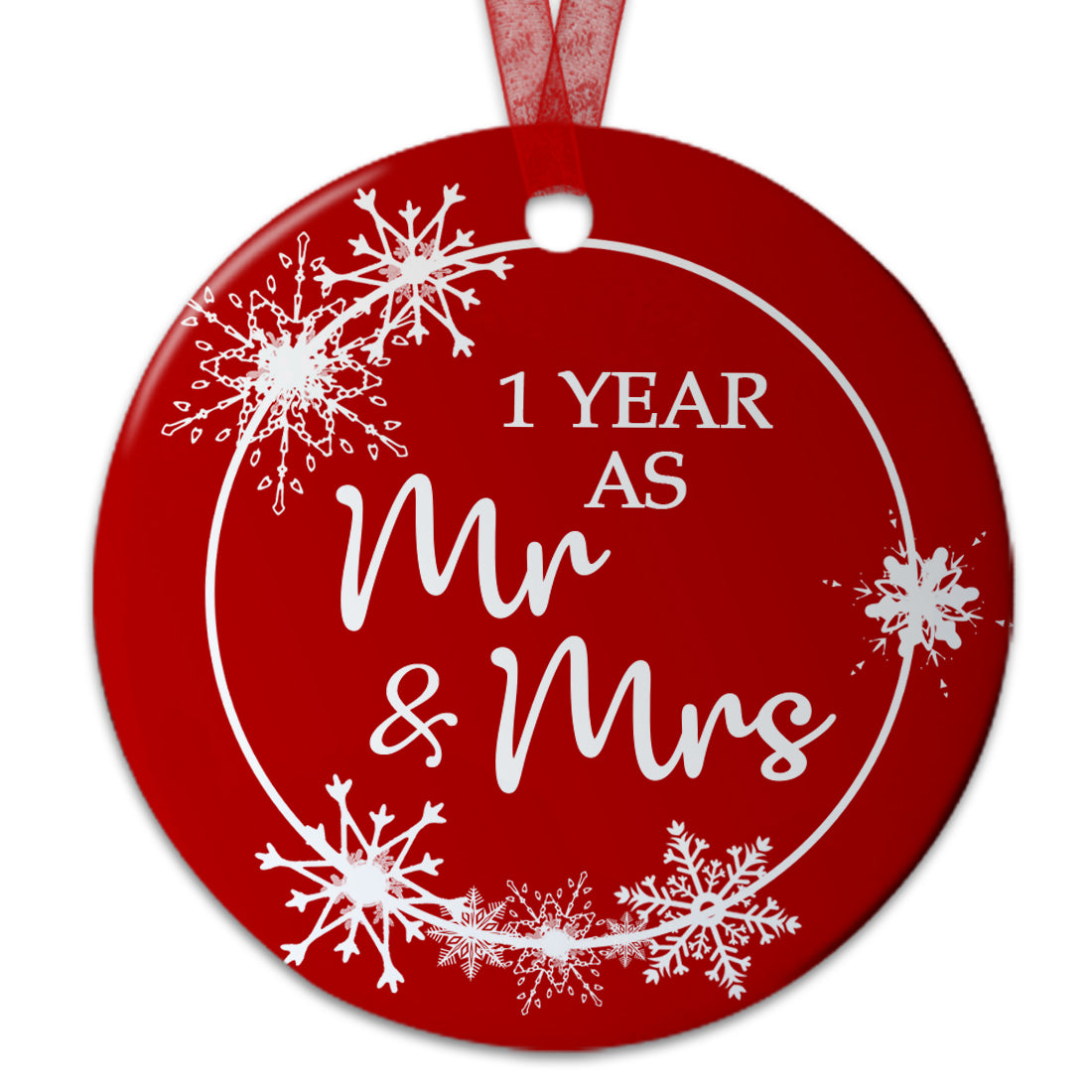 First Christmas Married Ornament 1 Year As Mr And Mrs Ornament Wedding Gift For Newlywed Couple - Aluminum Metal Ornament Decoration