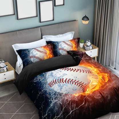 Baseball Bedding Set Baseball Water And Fire Duvet Covers Colorful Unique Gift