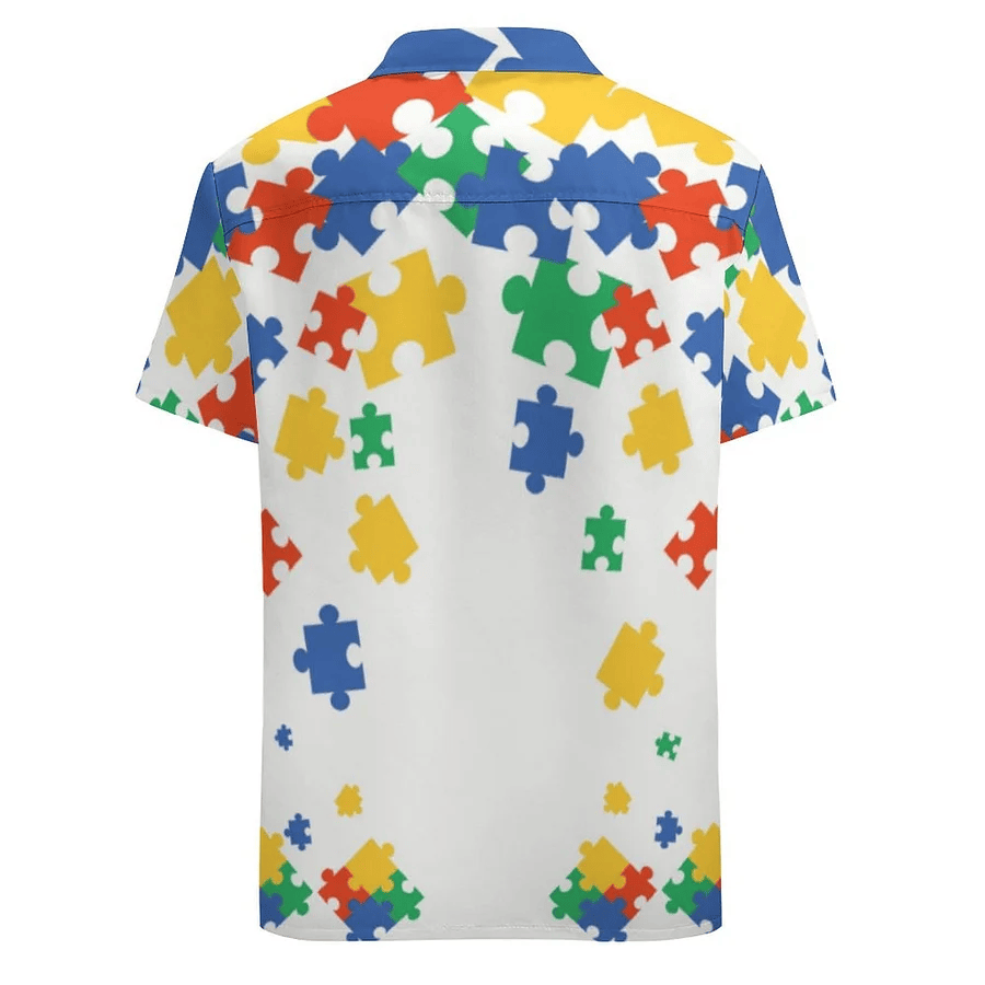 Autism Hawaii Shirt Autism Awareness Different Puzzle Pieces Aloha Shirt Colorful Unisex