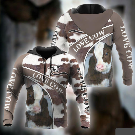 Farmer Hoodie Farmer Love Cow White Grey Fur 3d Hoodie