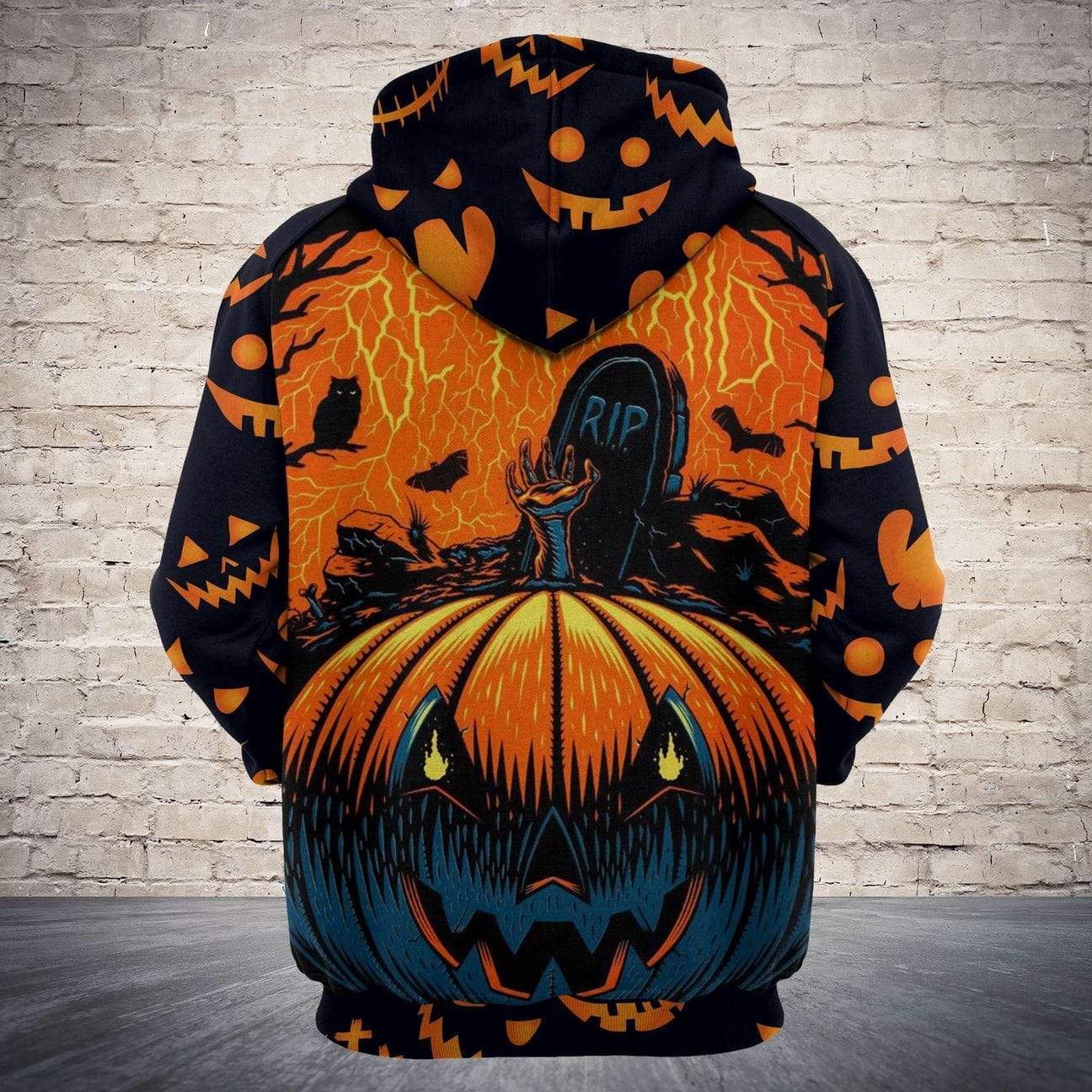 Halloween Hoodie Pumpkin Zombie Be Afraid Black Orange Hoodie Halloween Clothing