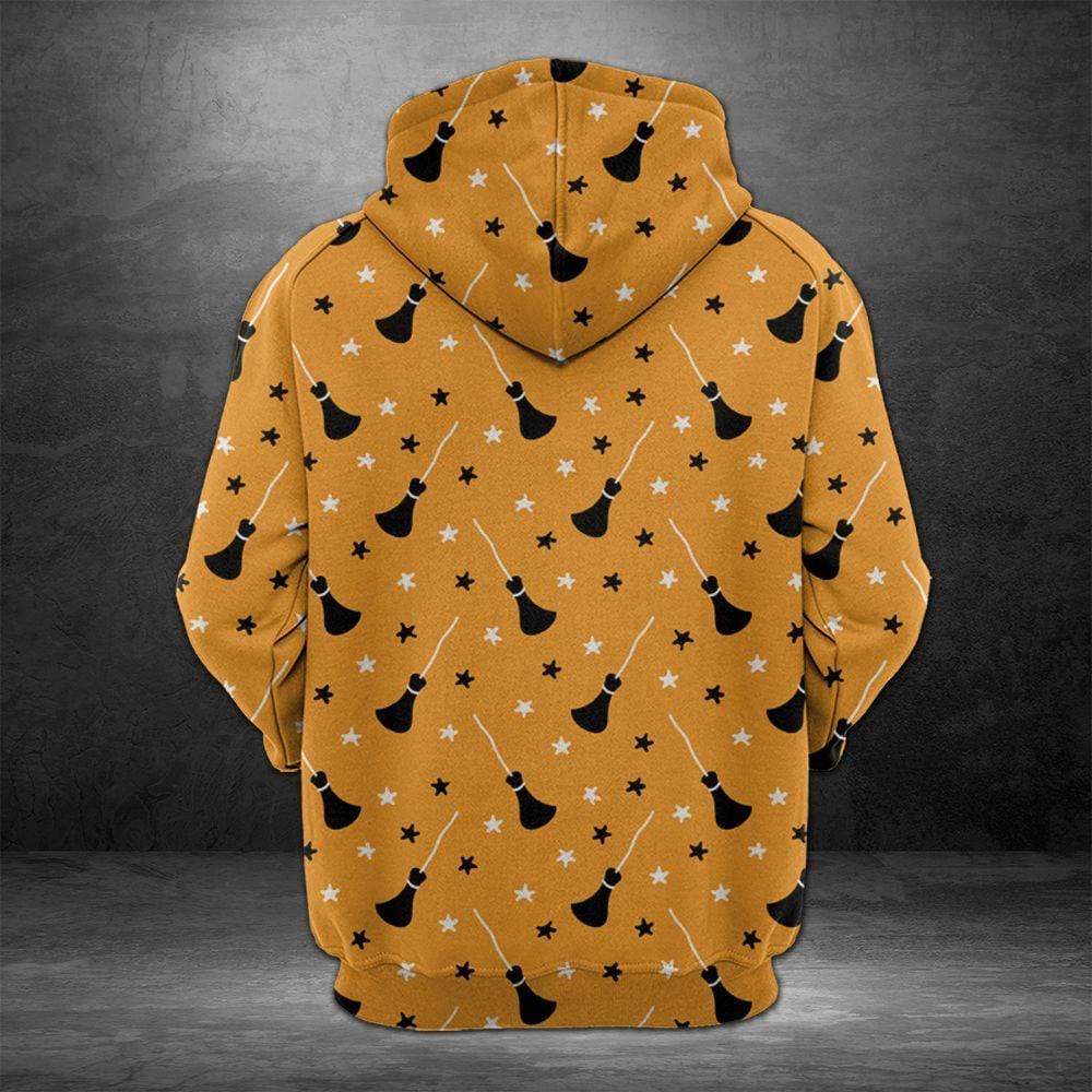 Halloween Hoodie I'm The Grandma Witch Broomstick Pattern Orange Hoodie Halloween Clothing