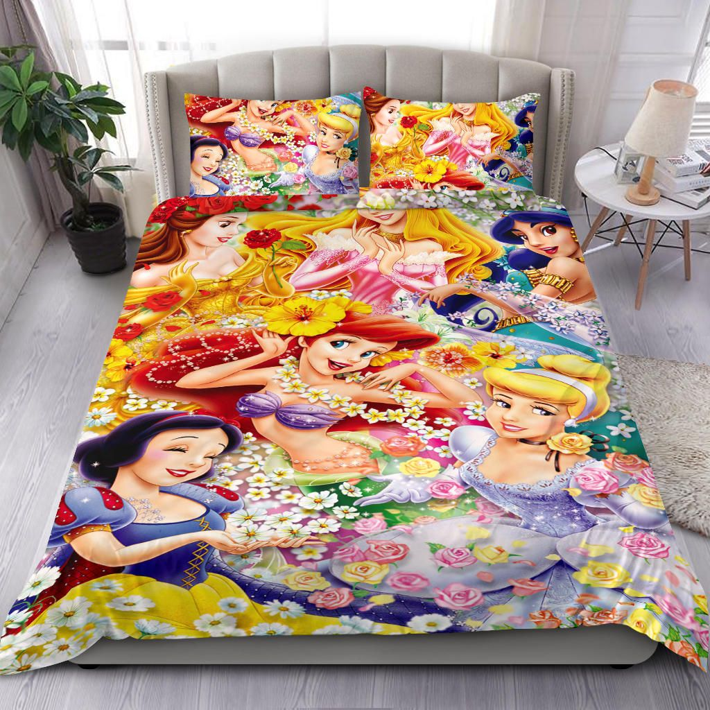 DN Bedding Set Princesses And Flowers Graphic Duvet Covers Colorful Unique Gift