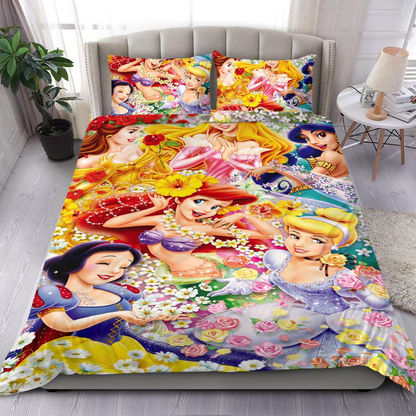 DN Bedding Set Princesses And Flowers Graphic Duvet Covers Colorful Unique Gift