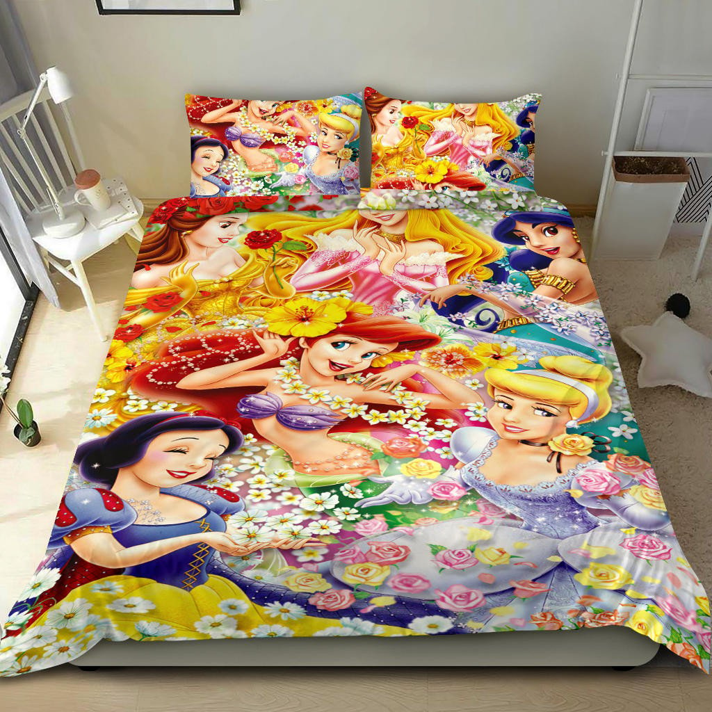 DN Bedding Set Princesses And Flowers Graphic Duvet Covers Colorful Unique Gift