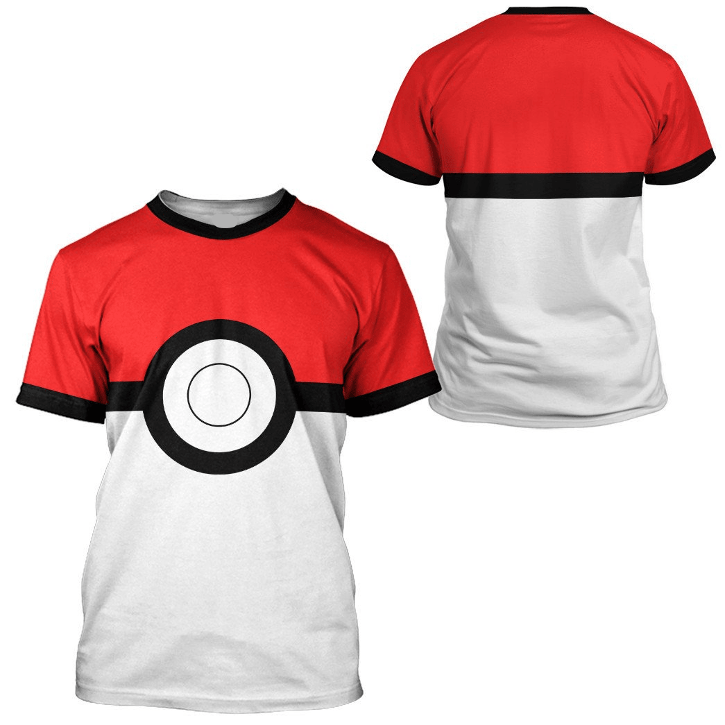 PKM Hoodie Pokeball PKM Cosplay T-shirt Sweatshirt Red White Unisex Adults New Release