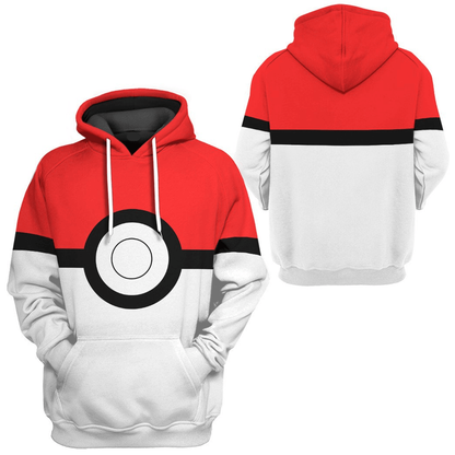 PKM Hoodie Pokeball PKM Cosplay T-shirt Sweatshirt Red White Unisex Adults New Release