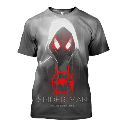 Spiderman Hoodie MV Spiderman Under The Rain T-shirt White Gray Unisex