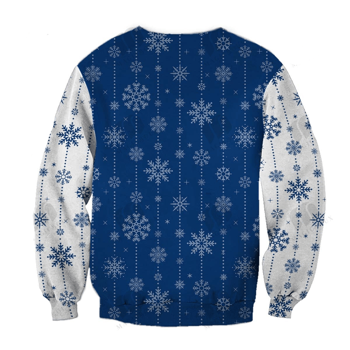 DN Stitch Sweatshirt Hohoho Stitch Snowflakes Pattern Sweatshirt Blue Unisex