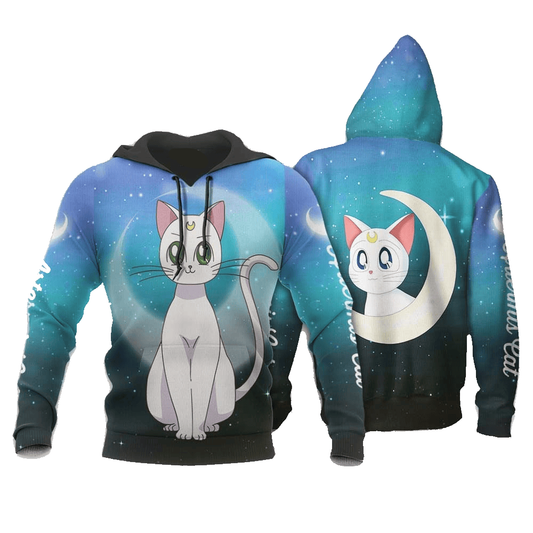 Sailor Moon Hoodie Artermis Cat Graphic Galaxy Hoodie Blue Unisex