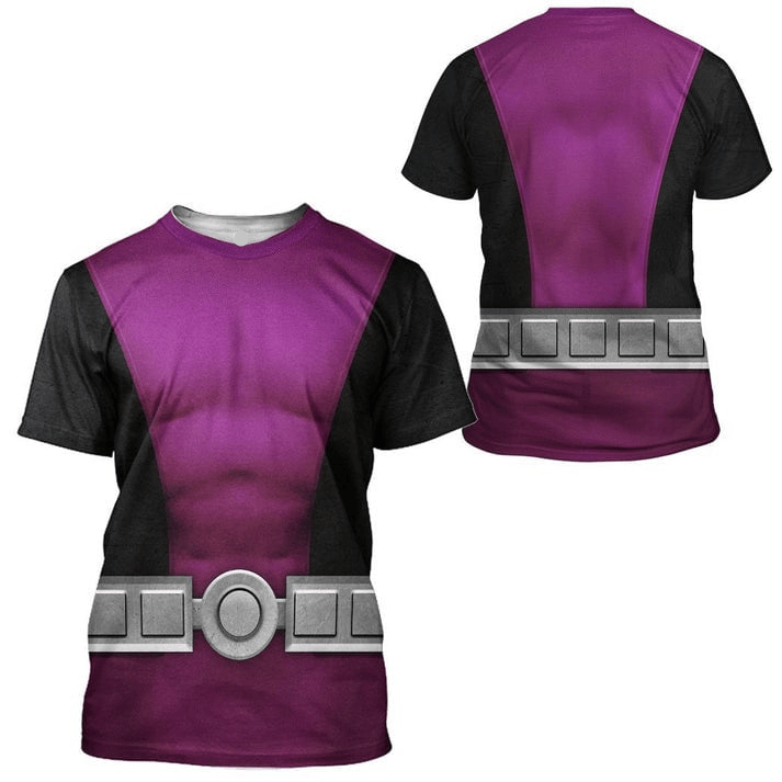 Teen Titan Hoodie Teen Titan Beast Boy Cosplay Costume T-shirt Sweatshirt Black Purple Unisex Adults New Release