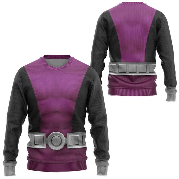 Teen Titan Hoodie Teen Titan Beast Boy Cosplay Costume T-shirt Sweatshirt Black Purple Unisex Adults New Release