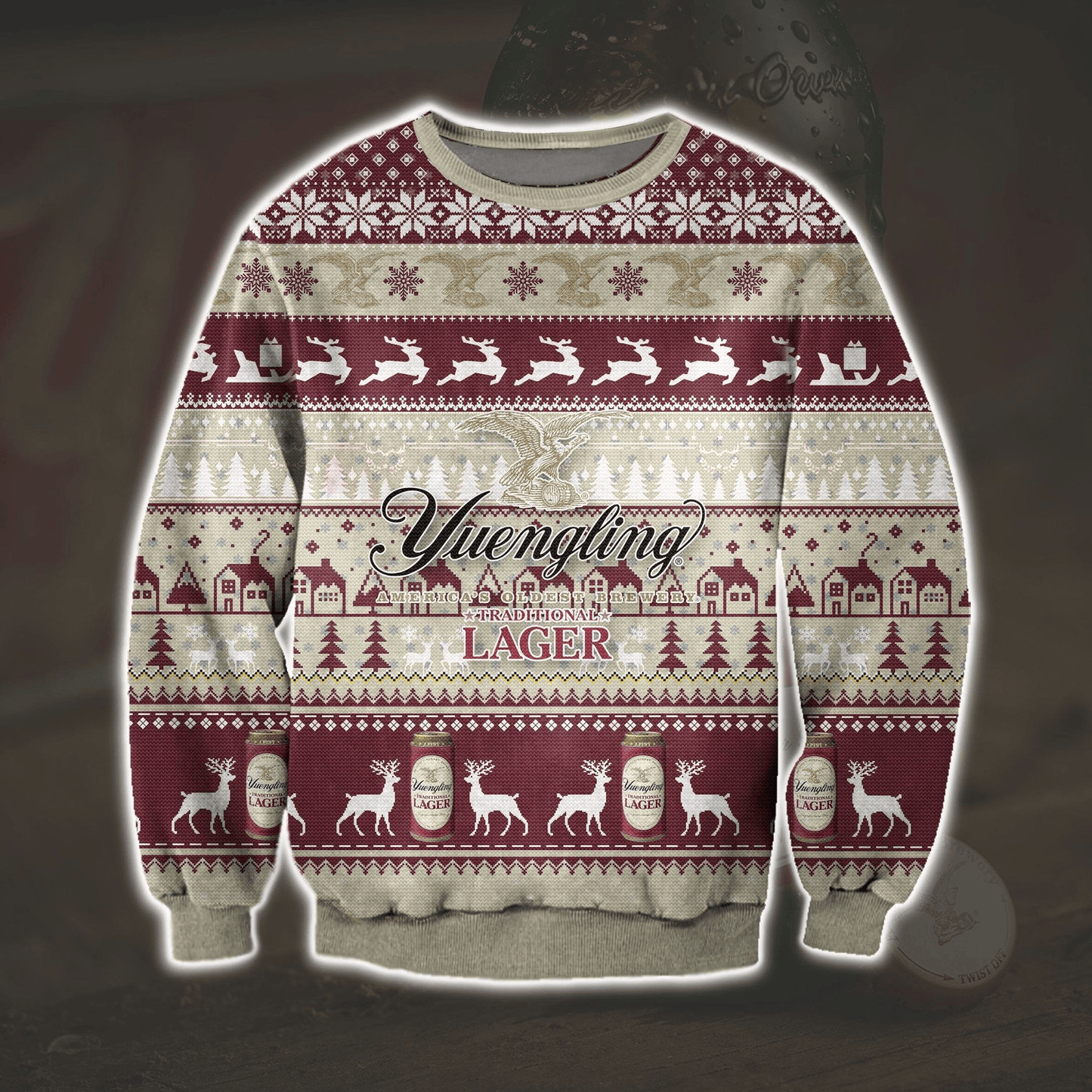 Yuengling Sweatshirt Yuengling Beer Reindeer Pattern Sweatshirt Dark Red Unisex