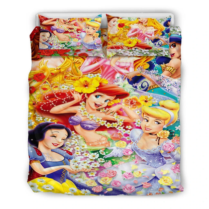 DN Bedding Set Princesses And Flowers Graphic Duvet Covers Colorful Unique Gift