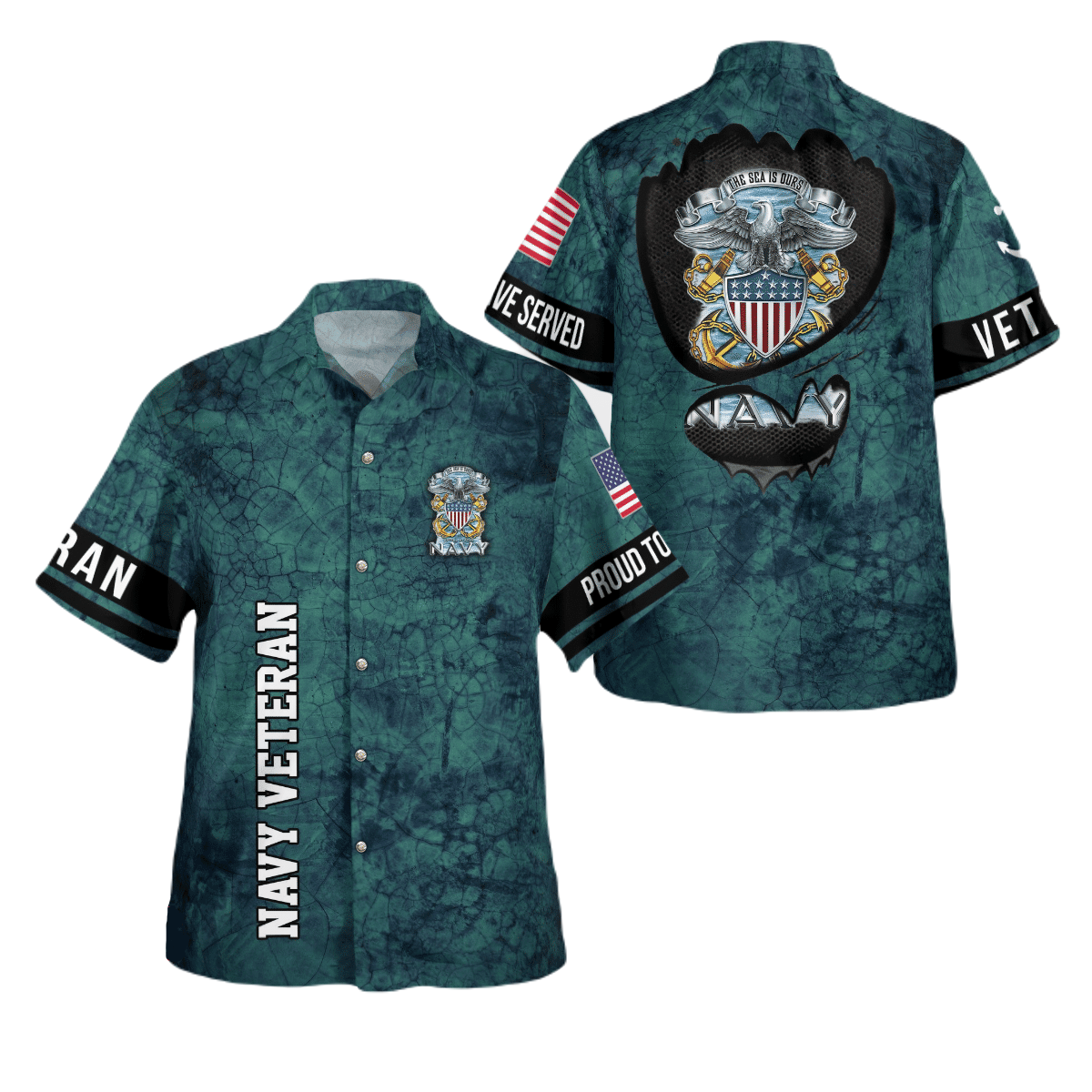 Veteran Hawaii Shirt Proud To Served US Navy Veteran Aloha Shirt Green Unisex