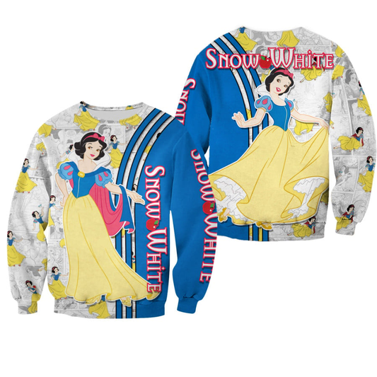 Snow White Sweatshirt Snow White Comic Graphic Sweatshirt Blue White Unisex